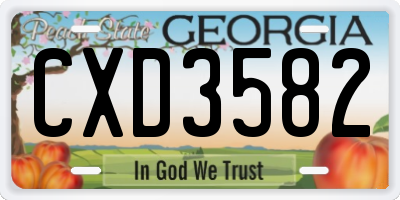 GA license plate CXD3582