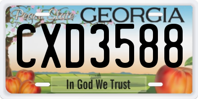 GA license plate CXD3588