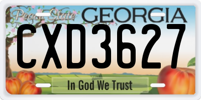 GA license plate CXD3627