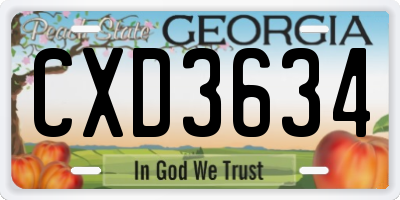 GA license plate CXD3634