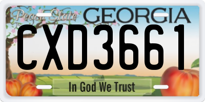 GA license plate CXD3661