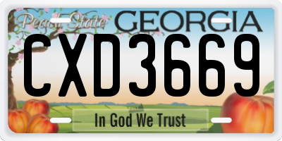 GA license plate CXD3669