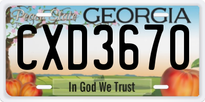 GA license plate CXD3670