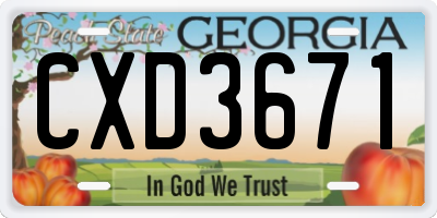 GA license plate CXD3671