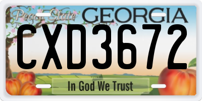 GA license plate CXD3672