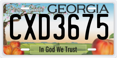 GA license plate CXD3675