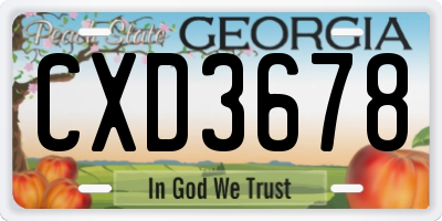 GA license plate CXD3678