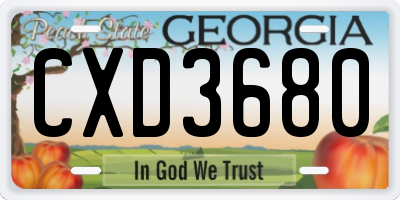 GA license plate CXD3680