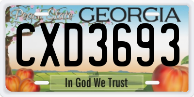 GA license plate CXD3693