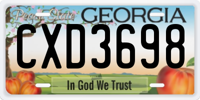 GA license plate CXD3698