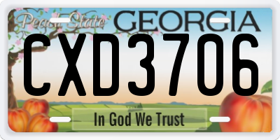 GA license plate CXD3706