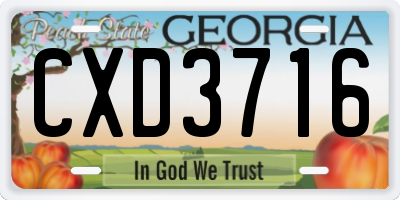 GA license plate CXD3716