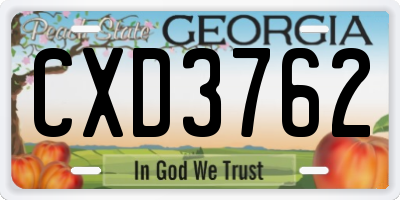 GA license plate CXD3762