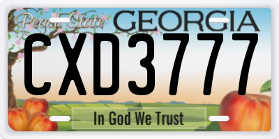 GA license plate CXD3777