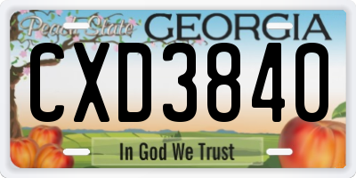 GA license plate CXD3840