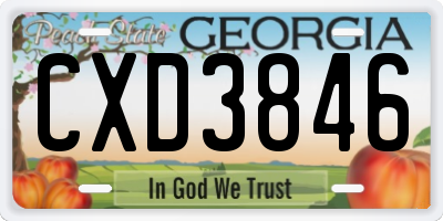 GA license plate CXD3846