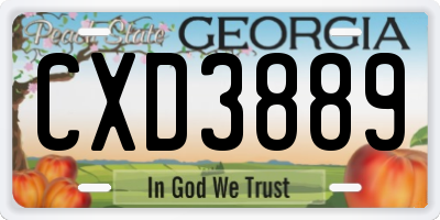 GA license plate CXD3889