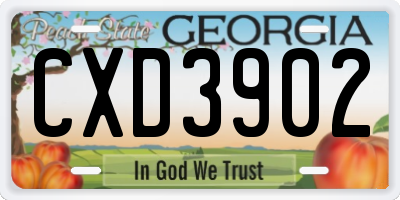 GA license plate CXD3902