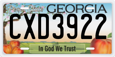 GA license plate CXD3922