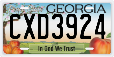 GA license plate CXD3924