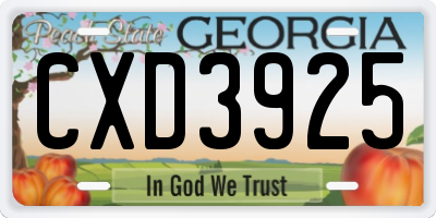 GA license plate CXD3925
