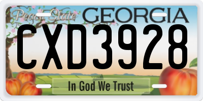 GA license plate CXD3928