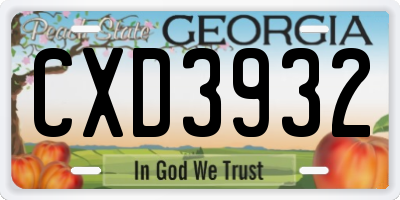GA license plate CXD3932