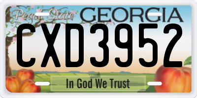 GA license plate CXD3952