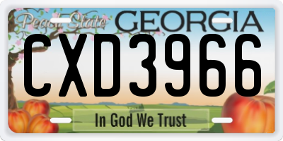 GA license plate CXD3966