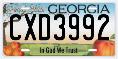 GA license plate CXD3992