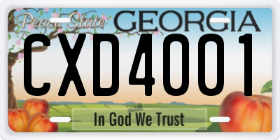 GA license plate CXD4001