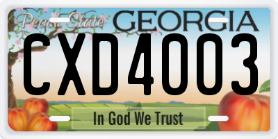 GA license plate CXD4003