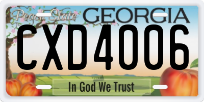 GA license plate CXD4006