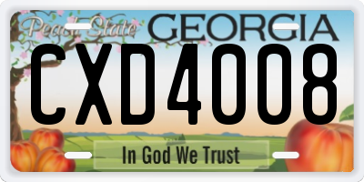 GA license plate CXD4008