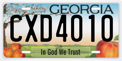GA license plate CXD4010