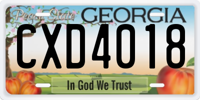 GA license plate CXD4018