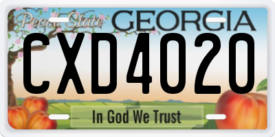 GA license plate CXD4020
