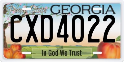 GA license plate CXD4022