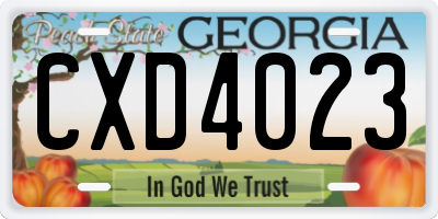 GA license plate CXD4023