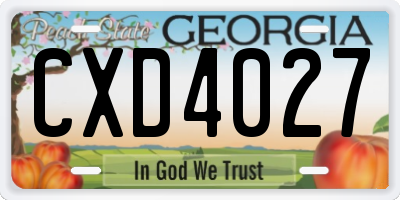 GA license plate CXD4027