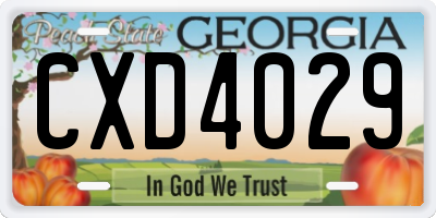 GA license plate CXD4029