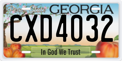 GA license plate CXD4032