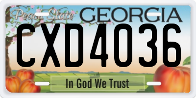 GA license plate CXD4036