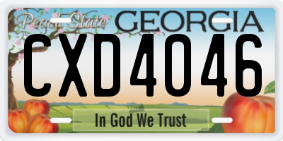 GA license plate CXD4046