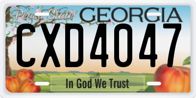 GA license plate CXD4047
