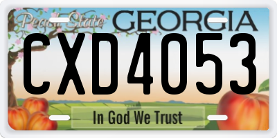 GA license plate CXD4053