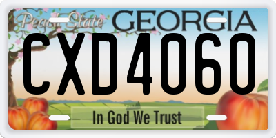 GA license plate CXD4060