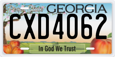 GA license plate CXD4062