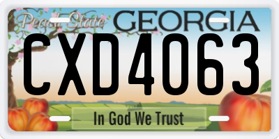 GA license plate CXD4063