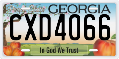 GA license plate CXD4066